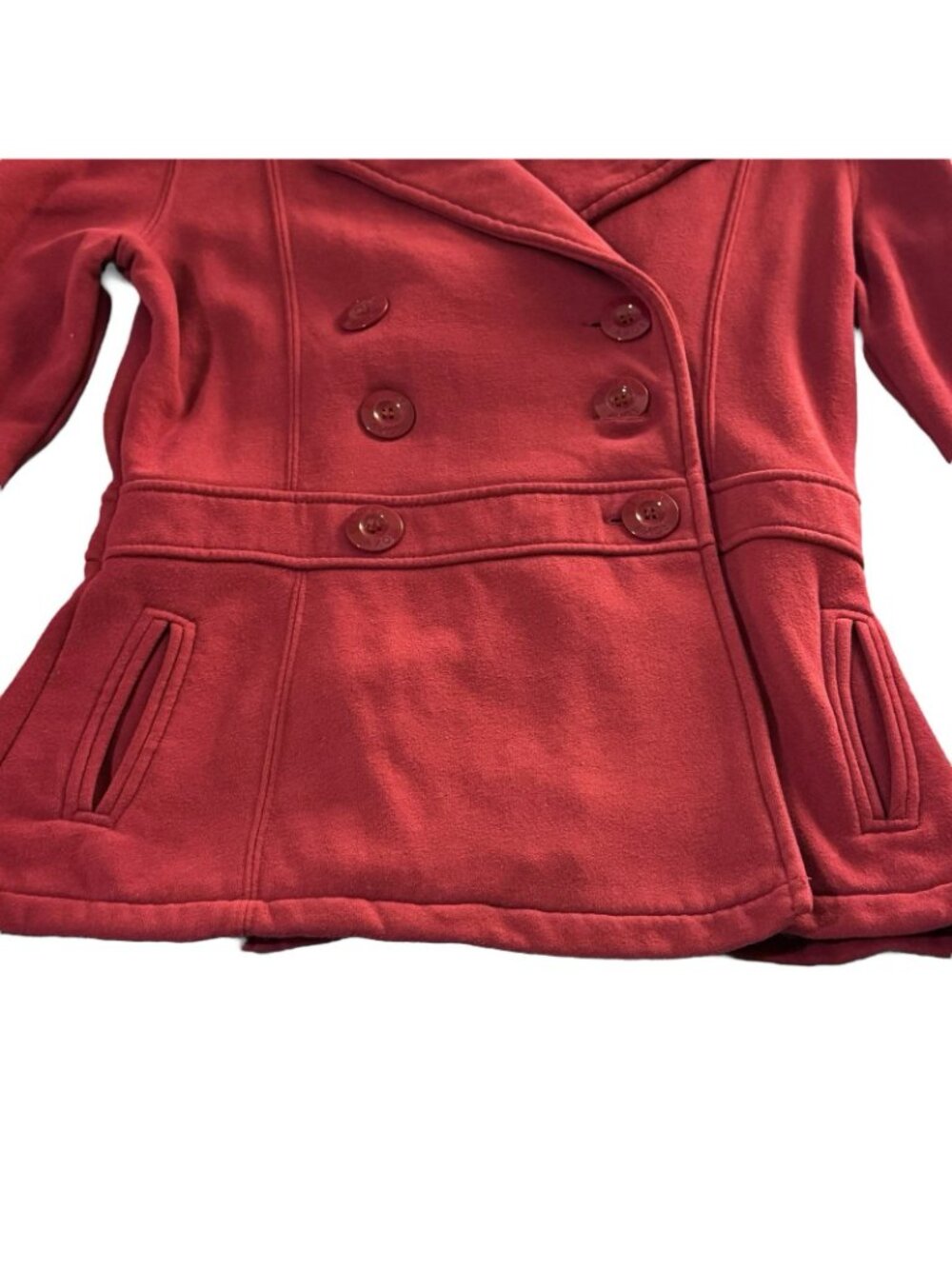 Roxy Fleece Jacket Women's M Button Up Double-Breasted Red Vintage Y2K Cozycore - Picture 4 of 16